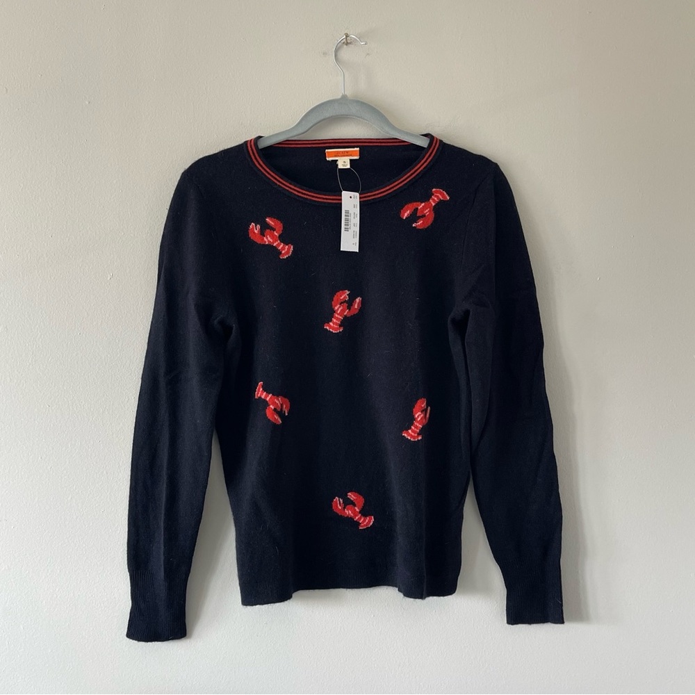 J.Crew Cashmere crewneck sweater in flying lobsters print